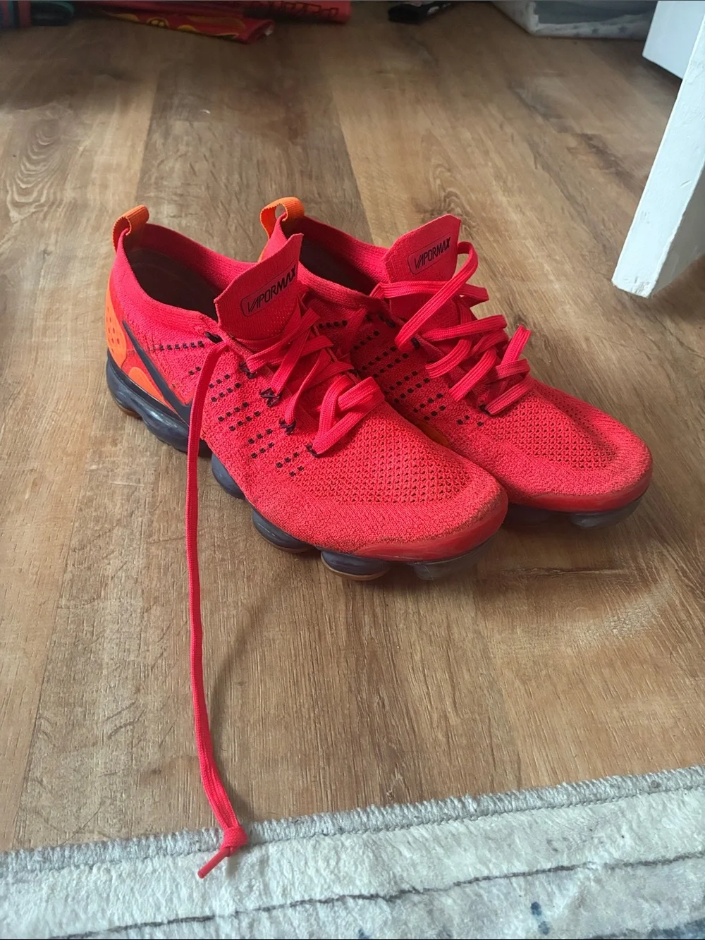 Nike Kids Bright Red Knit Sneakers with Orange Heel Tab
